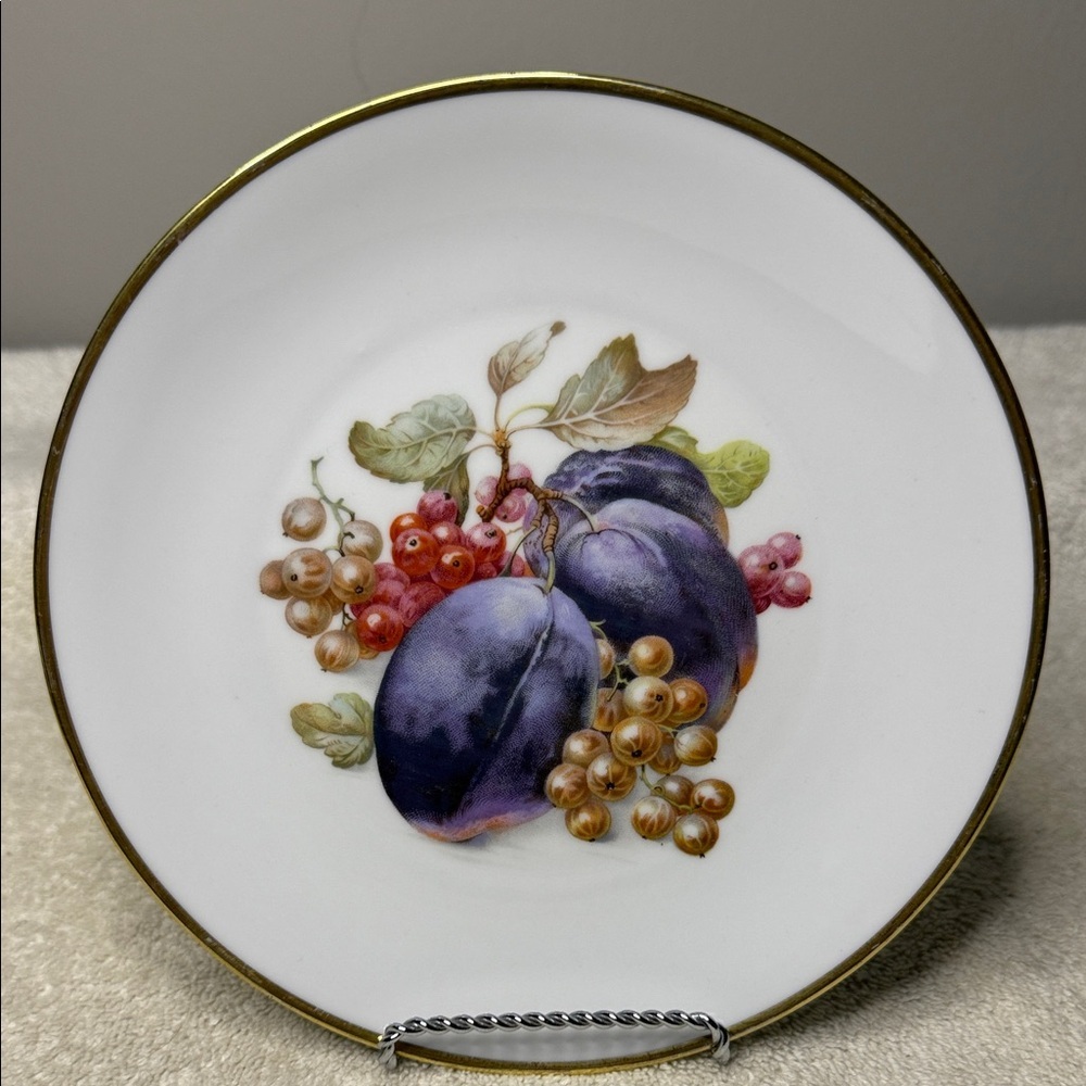 Vintage Eschenbach Bavaria Fruit Accent Plate, Gold Rim (1940s) [D]